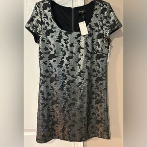 Laundry by Shelli Segal Size Small Graphite Geometric Sequin Dress NWT